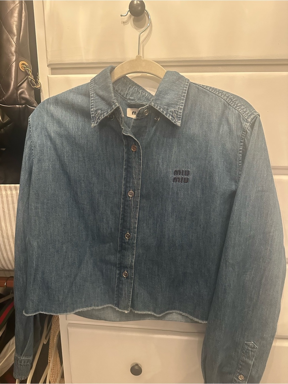 Miu Miu Light Blue Cropped Denim Jacket